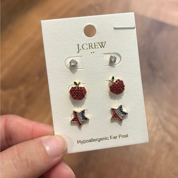 NWT J.Crew Patriotic Star Earring Set - Picture 3 of 3